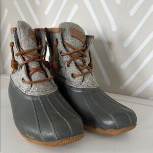 Sperry Gray and Brown Duck Boots